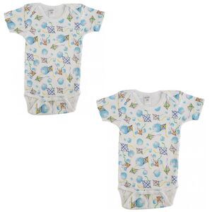 Bambini Kite Print Rib Knit Pastel Short Sleeve One Piece 2 Pack 18-24M